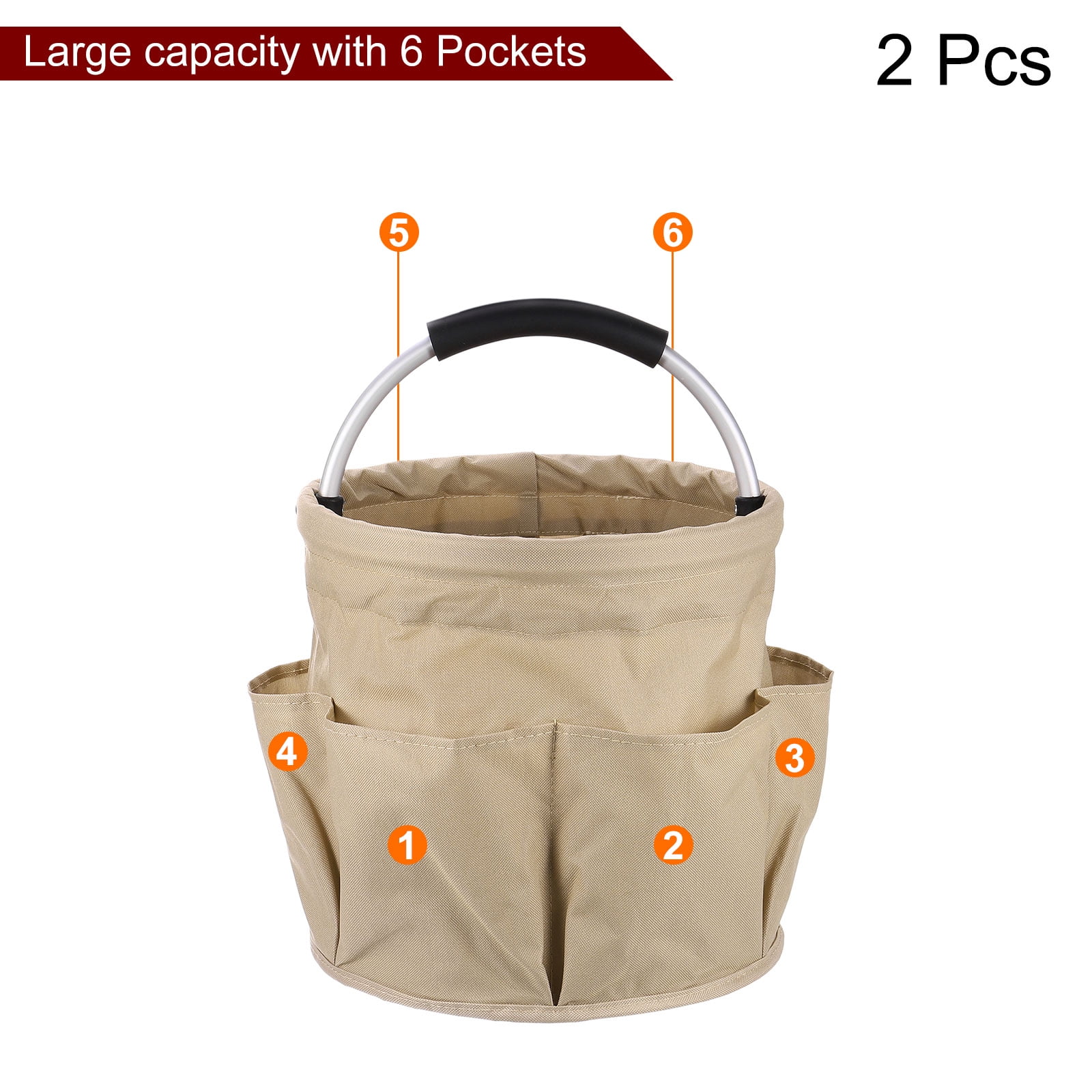 Uxcell 2pcs Garden Tool Bag 280mm x 280mm Oxford with Pockets Garden Tote Bag, Khaki