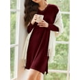 thumbnail image 2 of Avidlove Women's Long Sleeve Nightgowns Sexy Lace V Neck Nightshirt Soft Nightdress Side Slit Sleepwear, 2 of 7
