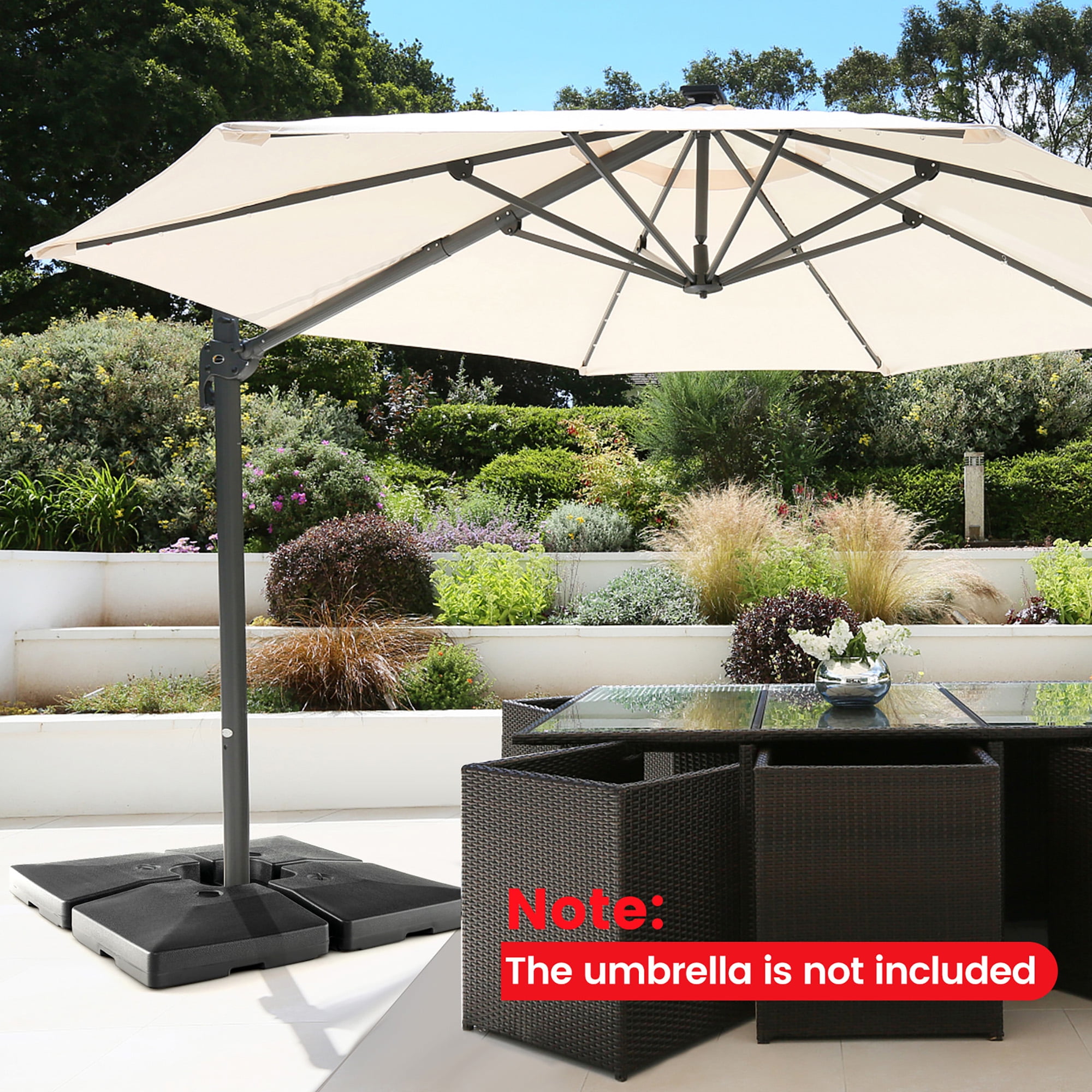 Costway 4pcs Fillable Patio Offset Cantilever Umbrella Base Stand Heavy-Duty  Square