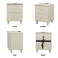 thumbnail image 6 of WAMPAT Set of 2 End Table with Charging Station and Storage Drawers, Wood Sofa Side Table for Living Room and Bedroom, Beige Faux Linen Finish, 6 of 7