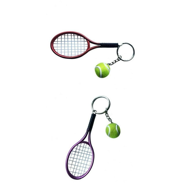 Llavero de Mini Raqueta de Tenis y de Llavero para de Deporte Púrpura + Rojo