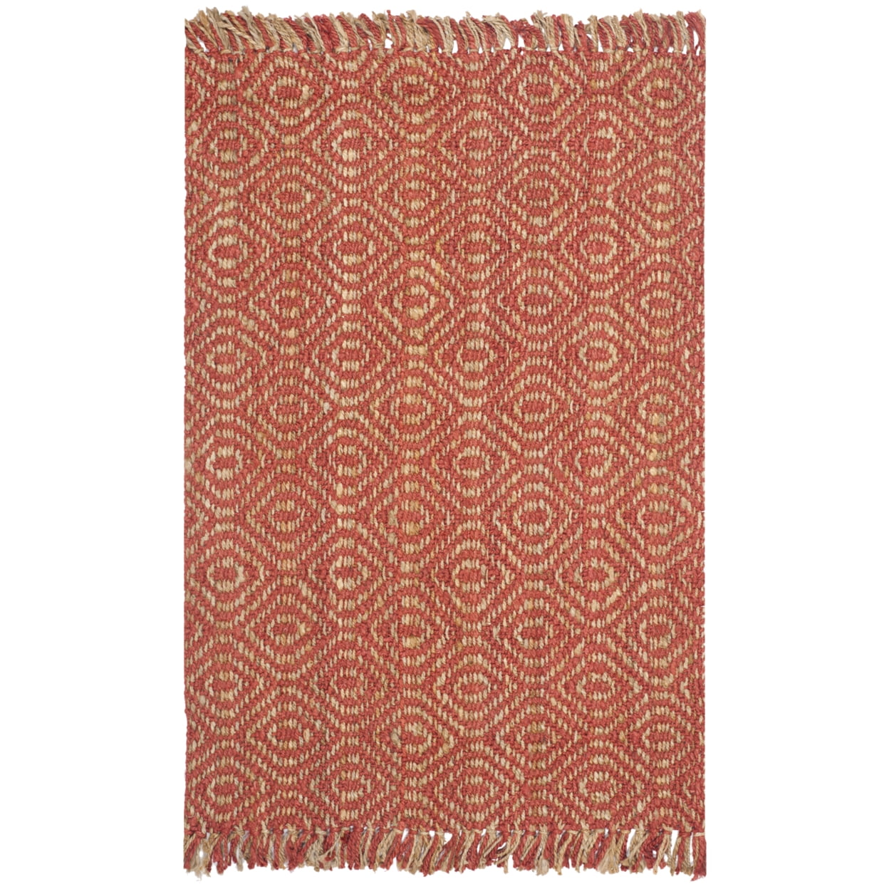 SAFAVIEH Natural Fiber Linden Geometric Jute Runner Rug, Rust, 2'6" x 6'