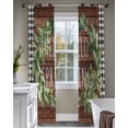 thumbnail image 4 of Farmhouse Green Garland Sheer Curtains 84 Inch Length 2 Panels Set for Living Room/Bedroom, Spring Black Plaid Wood Grain Kitchen Curtains Grommet Semi-Sheer Curtains Window Treatments 42"x84"x2, 4 of 7