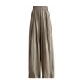 thumbnail image 4 of Plebaso Womens Silk Wide Leg Pants Loose Solid Color High Waist Drape Pants Ladies Casual Long Trousers, 4 of 5