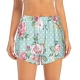 thumbnail image 2 of Gukieu Vintage Floral Print Women's Sports Shorts with Drawstring Elastic Waistband for Running, Yoga, Fitness-Small, 2 of 7