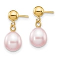 thumbnail image 2 of Auriga 14k Yellow Gold 6-7mm Pearl Dangle Earrings for Women(L- 15mm, W- 6.5mm), 2 of 5