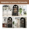thumbnail image 6 of LUMAMIN Arched Pantry Cabinet, 71" Farmhouse Kitchen Pantry Storage Cabinet with 2 Hidden Drawer, Door Shelves, Adjustable Shelves & Glass Door, Black, 6 of 10
