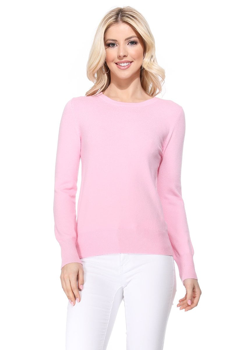 Yemak Yemak Womens Long Sleeve Crewneck Casual Soft Knit Pullover T