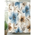 thumbnail image 2 of Shower Curtain Watercolor Flower Shower Curtains for Bathroom, Waterproof Polyester Shower Curtain Set with Hooks, Standard Size 72" x 72" Blue Brown, 2 of 6