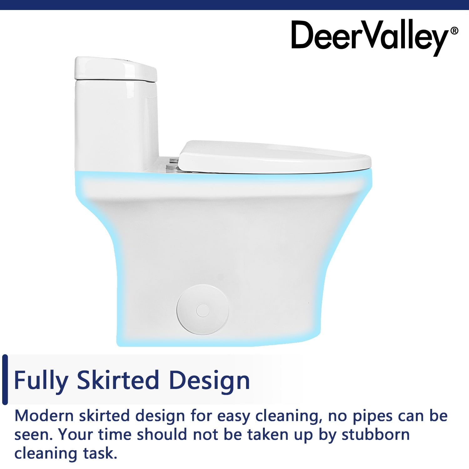 DV-1F0075 Prism One-Piece Modern Toilet, Comfortable Seat Height Toilet with Dual-Flush Fully Glazed (Seat Included)