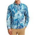 thumbnail image 7 of Donemore Men's Hawaiian Print Shirt Long Sleeve Notched Lapel Button Down with Pocket Beach Vacation Casual Style, 7 of 7