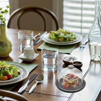 HOMEMAXS Wooden Dessert Tray with Glass Dome Wood Cake Stand with Lid Cake Plate Cake Holder Cake Platter for Displaying and Serving Cakes