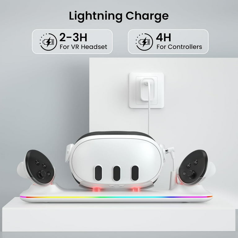 Prociv VR Charging Dock for Meta Quest 3, Fast Charger with RGB
