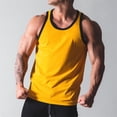 thumbnail image 4 of Awwp Mens Tops Men’S Muscle Tank Top Athletic Sleeveless Shirt Breathable Cotton/Polyester Blend for Gym And Casual Wear Yellow XXXL, 4 of 6