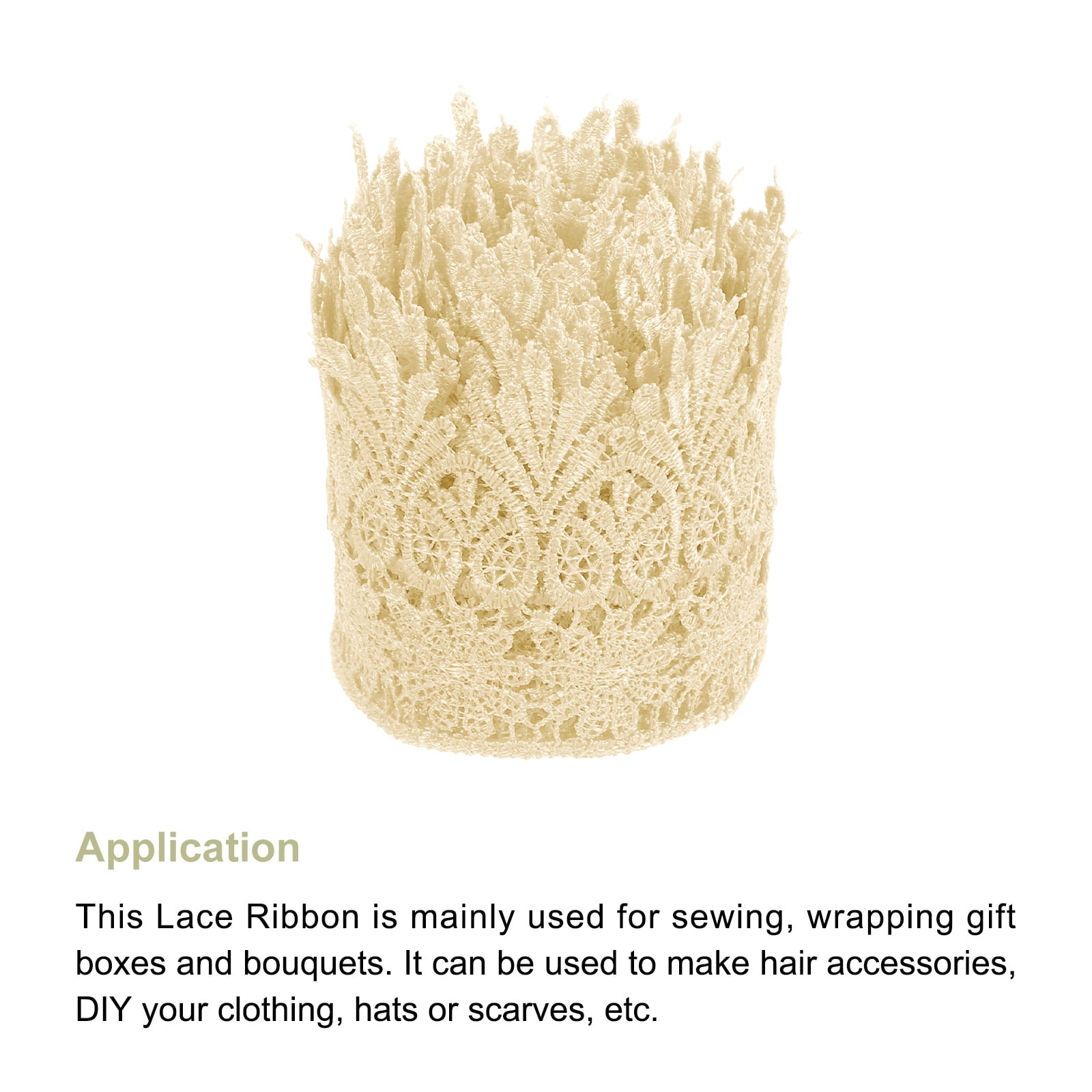 Uxcell 3.14 inch Wide 5 Yard Lace Ribbon Floral Pattern Cream White Embroidered Lace Trim for Sewing Making, Gift Wrapping