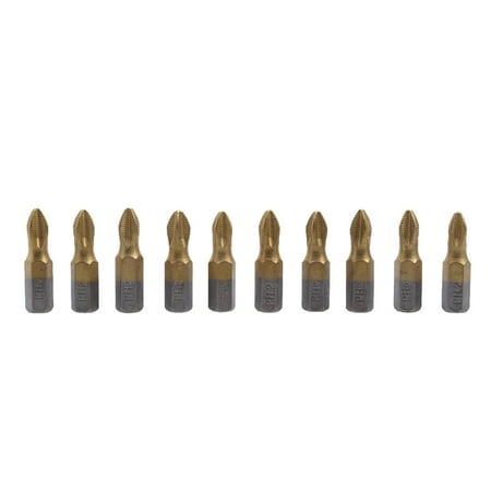 

10pcs 1/4 PH2 Titanium Coated Cross Magnetic Screwdriver Bits 25mm Length