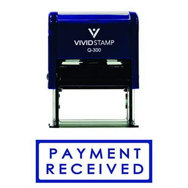 Vivid Stamp Payment Received W/Border Self Inking Rubber Stamp (Blue Ink) Large