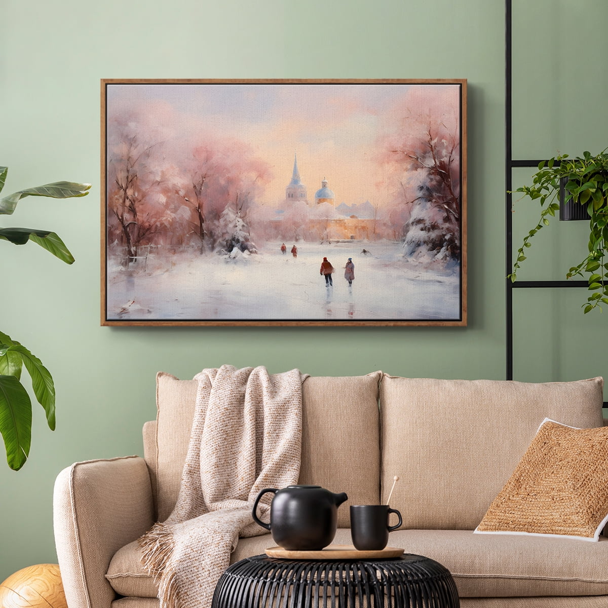 Vintage Landscape-CXCVII By Wexford Home Framed in Walnut Wood Gallery Wrapped Canvas 25 in. x 37 in.