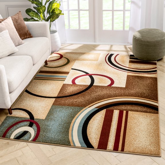 Well Woven Barclay Arcs & Shapes Modern Geometric Ivory 7'10" x 9'10" Area Rug