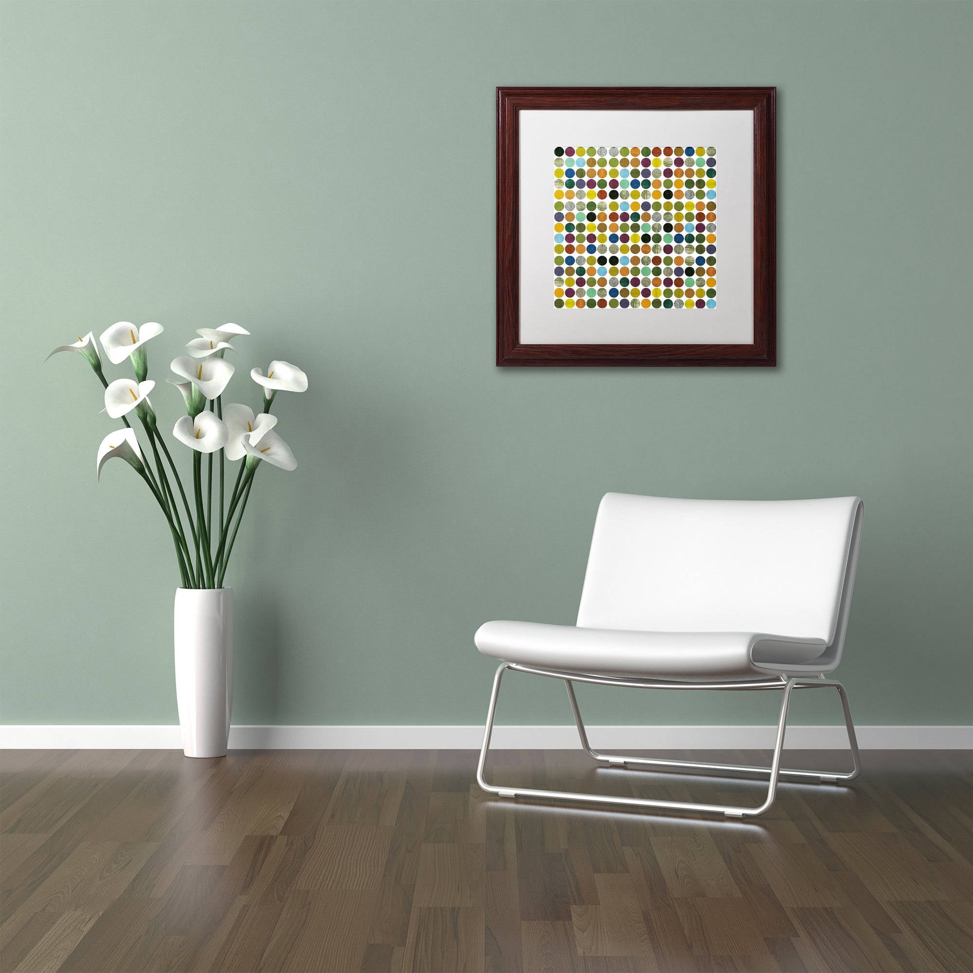 Trademark Fine Art "Rustic Rounds 125" Canvas Art by Michelle Calkins, White Matte, Wood Frame