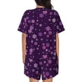 thumbnail image 3 of Lsque Purple Snow Flakes Women's Short-Sleeved Pajama Set - 2 Piece Soft and Lightweight Sleepwear Set-Small, 3 of 9