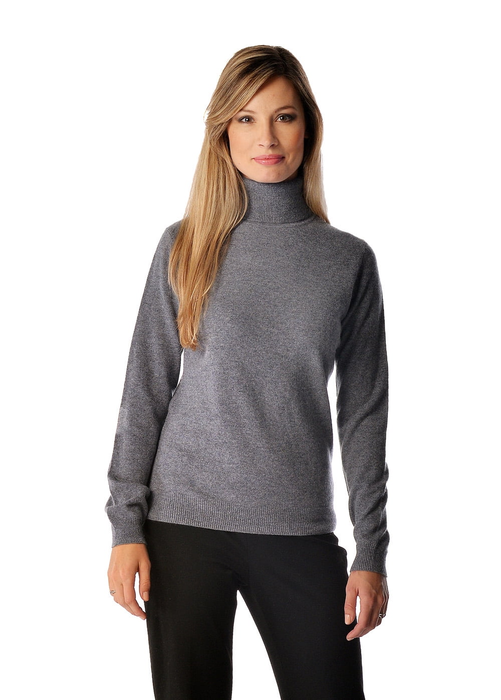 Cashmere Boutique: Women's 100% Pure Cashmere Turtle Neck Sweater (Color:  Charcoal Gray, Size: Small) - Walmart.com