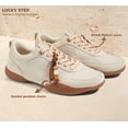 thumbnail image 3 of LUCKY STEP Retro Fashion Sneakers with Gum Sole Comfort Low Top Casual Shoes,Beige,Womens, 3 of 10