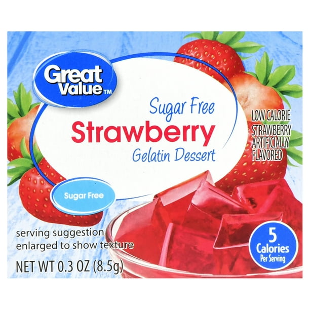 Great Value Sugar Free Strawberry Gelatin Dessert, 0.3 oz