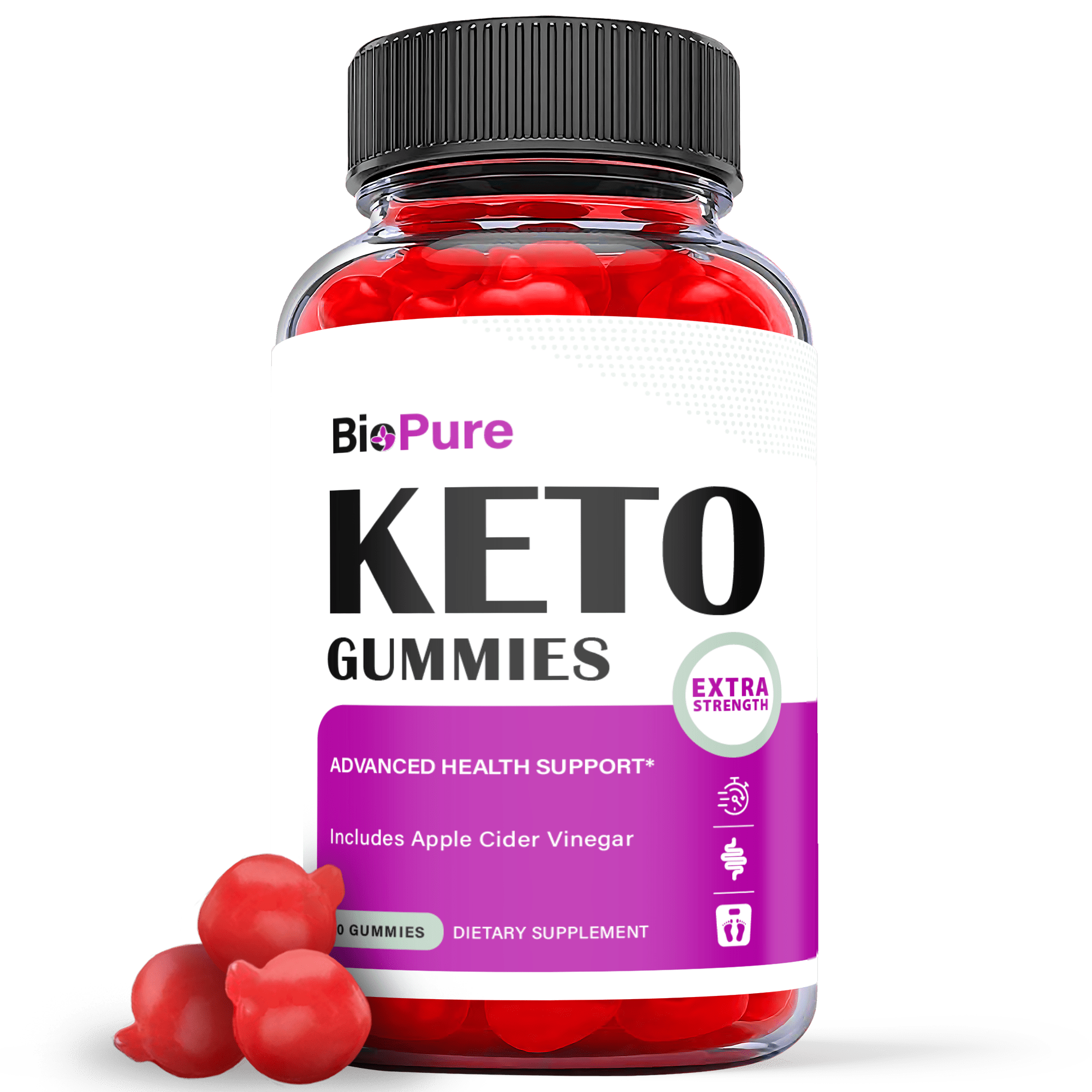 (1 Pack) BioPure Keto ACV Gummies - Energy & Focus Boosting Dietary Supplements for Weight Management & Metabolism - Fat Burn - 60 Gummies