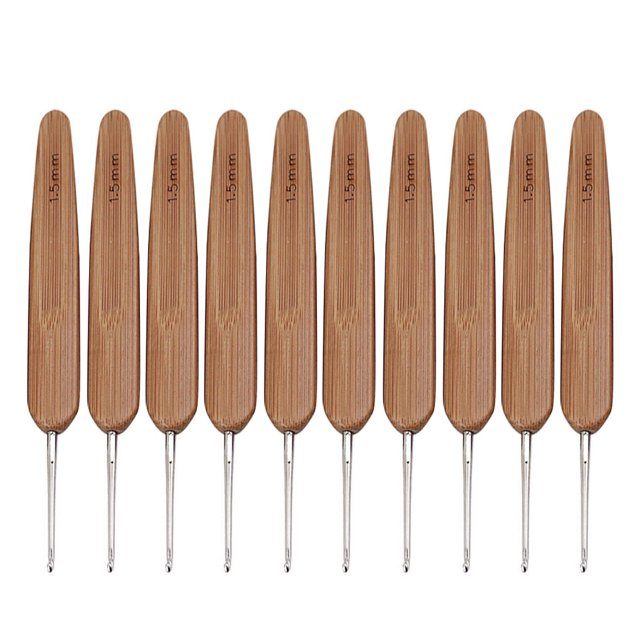 Naiovety 10 Uds ganchos de ganchillo mango de bambú costura herramientas de bordado Type6 NO6