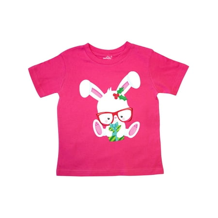 

Inktastic Christmas Rabbit Hipster Rabbit With Glasses Gift Toddler Boy or Toddler Girl T-Shirt