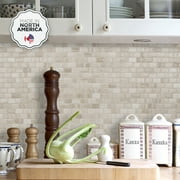 Smart Tiles - 3D Adhesive Peel and Stick Backsplash Tile, Beige - 4-Pack 9.8 x 9.74