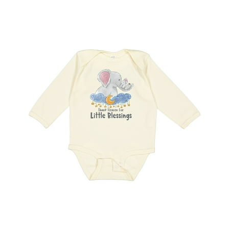 

Inktastic Thank Heaven for Little Blessings Cute Elephant Family Gift Baby Boy or Baby Girl Long Sleeve Bodysuit
