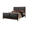 thumbnail image 2 of Leatherette Upholstered Wooden Eastern King Bed, Brown and Black, 2 of 5