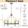 thumbnail image 3 of Vintage Nickel Chandelier 6-Light Classic Pendant Fixture Elegant Interior Lighting With White Shades For Dining Room Living Room, 3 of 8