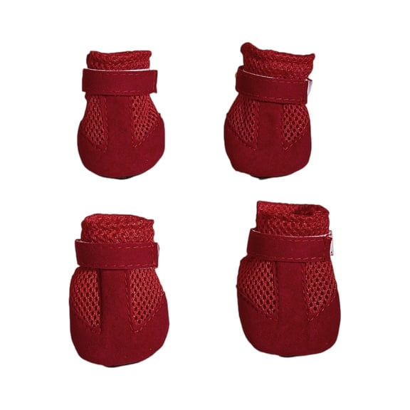 4 Pack Dog Booties and Paw Protectors, Red Xl Small Dog Shoes for Hot Pavement Breathable Black Mesh Pet Booties for Summer Winter Outdoor Walks Daily Wear