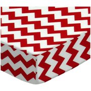 SheetWorld Fitted Sheet (Fits BabyBjorn Travel Crib Light) - Red Chevron Zigzag