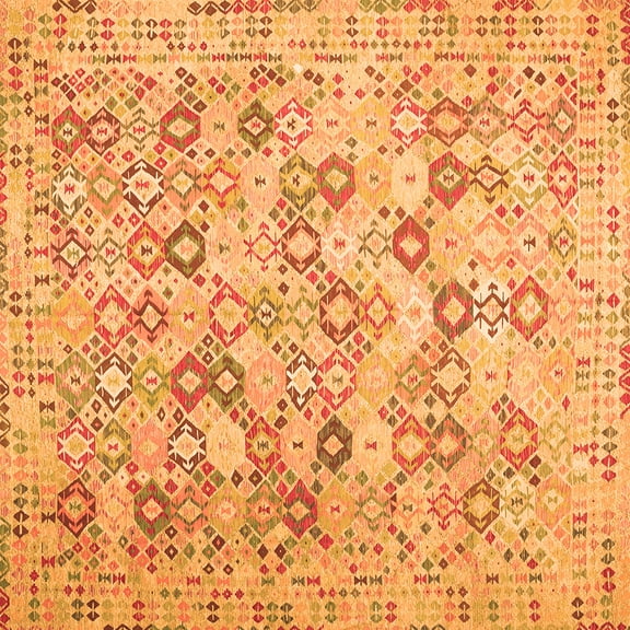 Ahgly Company Indoor Square Southwestern Orange Country Area Rugs, 5' Square