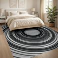 thumbnail image 3 of ODIKA 8'x10' Washable Area Rug Disc Record Radiating Rings Musical Theme Round Shaped Music for Dining Room, Large Office, Lounge, Non-Slip Chair-Friendly Mat, 3 of 7