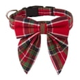 thumbnail image 1 of Collar para perro ADOGGYGO, pajarita mediana a cuadros rojos y verdes para Navidad, 1 of 6