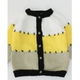 thumbnail image 3 of Woonie Handmade Full Sleeves Tricolour Sweater-White & Yellow, 3 of 3
