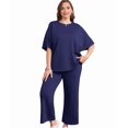 thumbnail image 4 of Two Piece Sets for Women Summer Outfits Wide Leg Crop Pants Lounge Sets Beach Vacation Clothes 4XL, 4 of 9