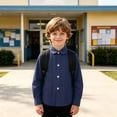 thumbnail image 4 of SGMVNU School Uniform for Girls Boys Long Sleeve Pleated Dress Shirt Lapel Collar Button Down Blouse Spring Fall, Size 9-10 Years, Navy, 4 of 6