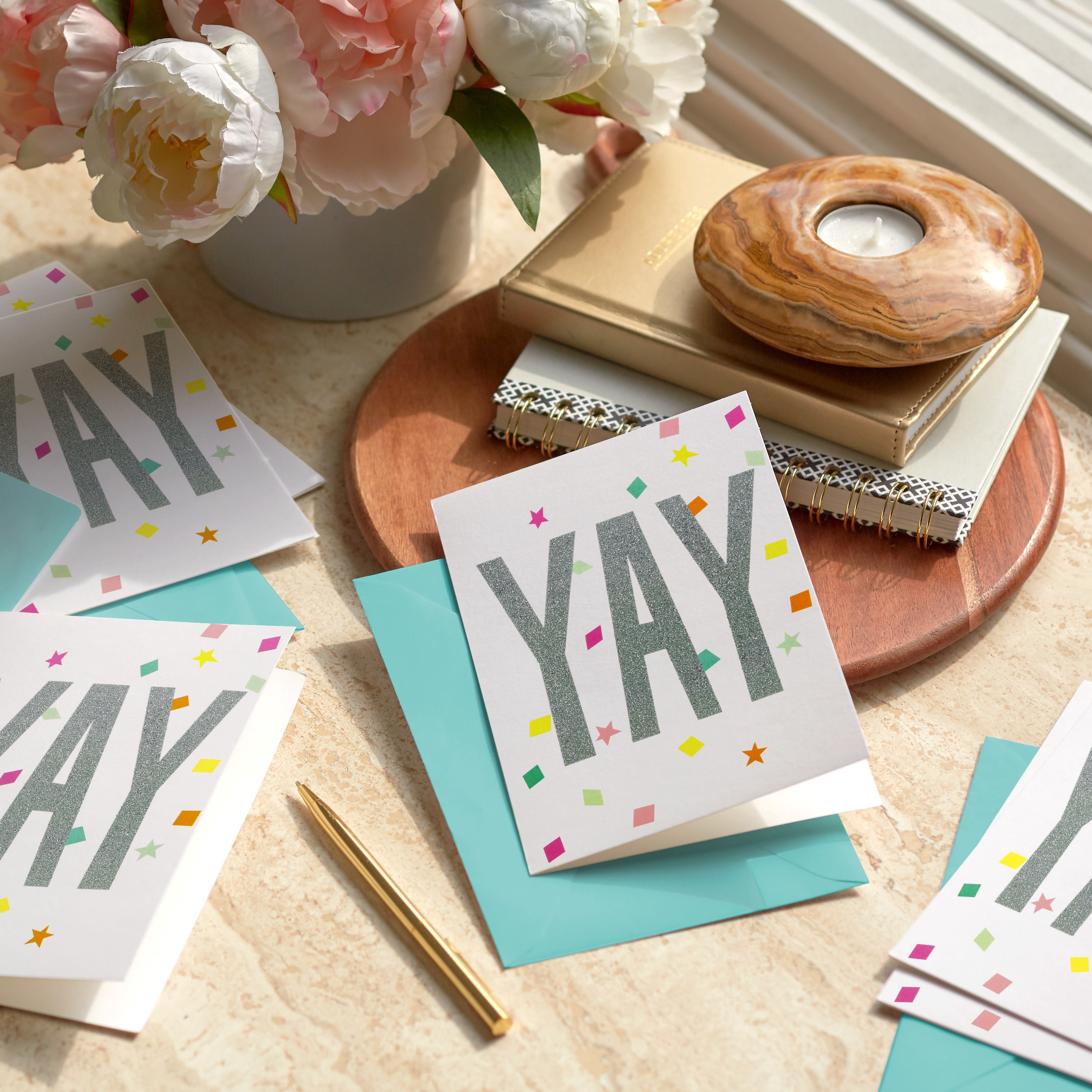 Hallmark Blank Notes (Sparkles and Confetti Yay), Pack of 10