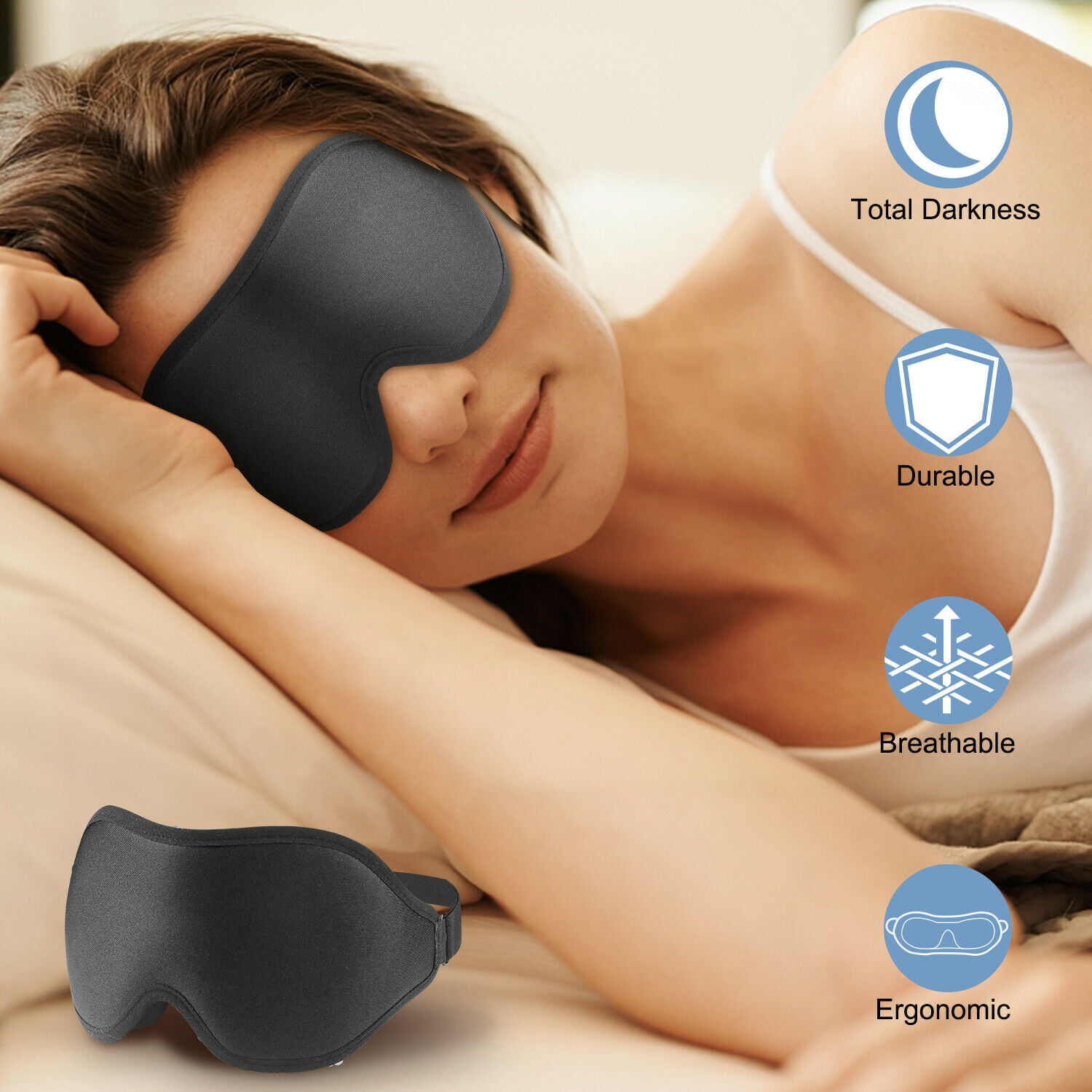 Sleep Mask, Women Men 2022 3D Micro Weighted Eye Mask Blocking Lights