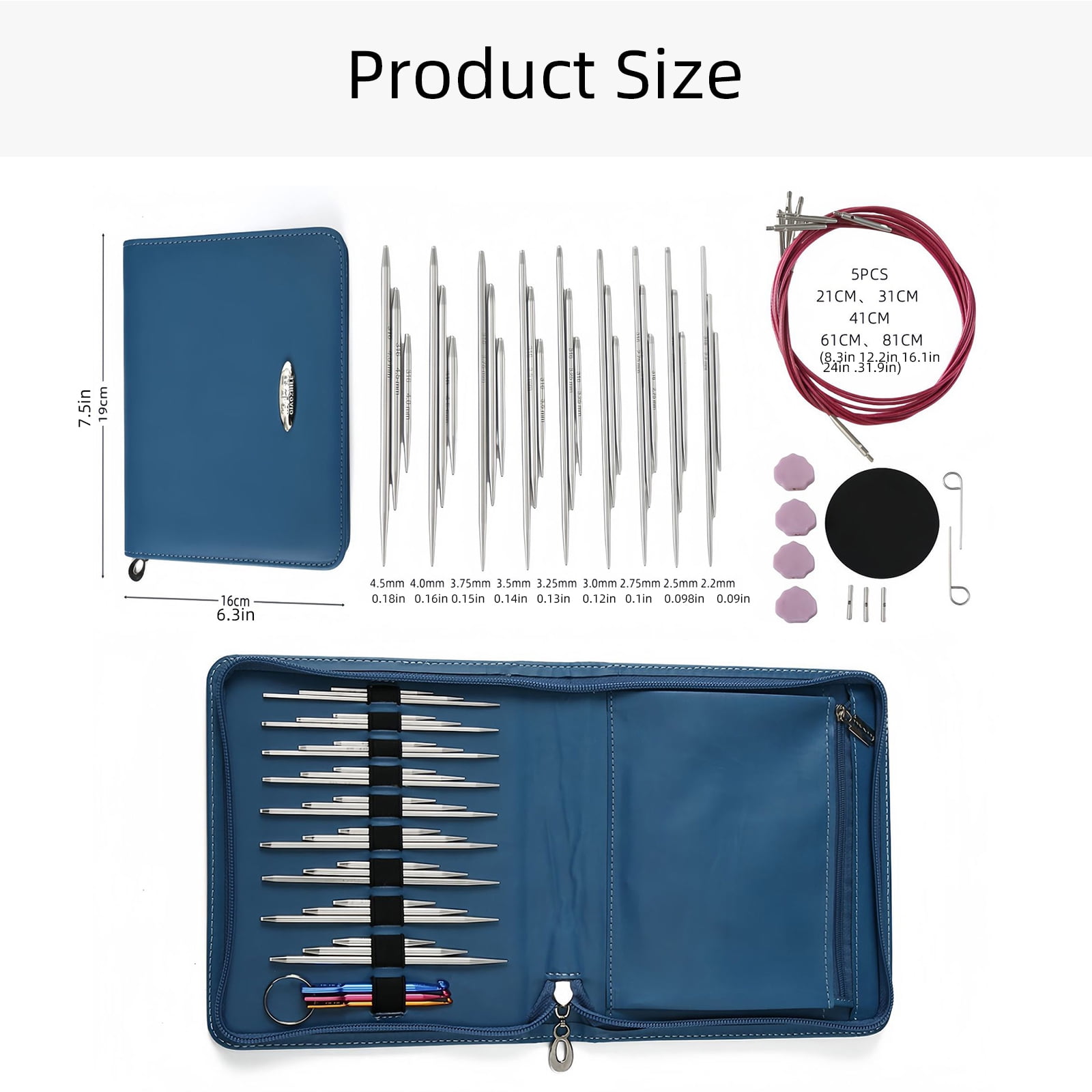 Stainless Interchangeable Crochet Needle Circular Knitting Needle Set Weaving Yarns Knitting Tool Weave Accessories Kits