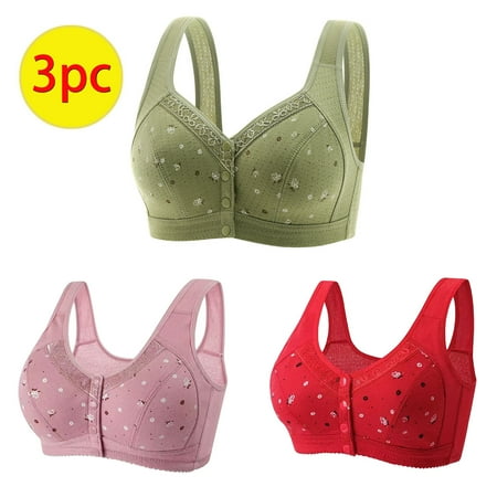 Blczomt Womens Bralette Front Closure No Wire Nursing Bralettes Comfort Green Daily Bras 3PC