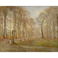 thumbnail image 2 of Theodor Philipsen 18x15 Black Ornate Wood Framed Double Matted Museum Art Print Titled - Late Autumn Day in the Jagersborg Deer Park, North of Copenhagen, 2 of 5