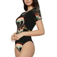 thumbnail image 2 of Fotbe Women Short Sleeve Bodysuit Round Neck Glitch Screaming Skull Bodysuit For Women Round Neck Scoop Neck Long Sleeve Stretch Tops Jumpsuit-X-Large, 2 of 9