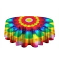 thumbnail image 5 of Rainbow Tie Dye Circular Pattern Round Tablecloth 60"x60",Wrinkle Wipeable Table Cloth for Kitchen Dining Room Picnic Patio Party, 5 of 6